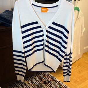 Navy and White Striped Women's Cardigan